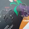 Punk Hollow Cross Pendant Dangle Earrings For Women Minimalist Silver Color Round Circle Drop Dangle Earring Ear Jewelry Gifts