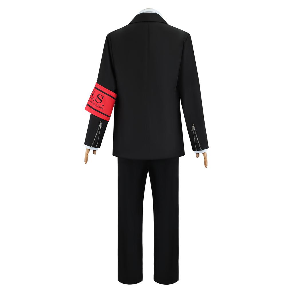 Hra P3 Makoto Yuki Cosplay Kostým Paruka Gekkoukan Středoškolská Uniforma Výšivka Černý oblek Kalhoty Košile Denní nošení Dárky