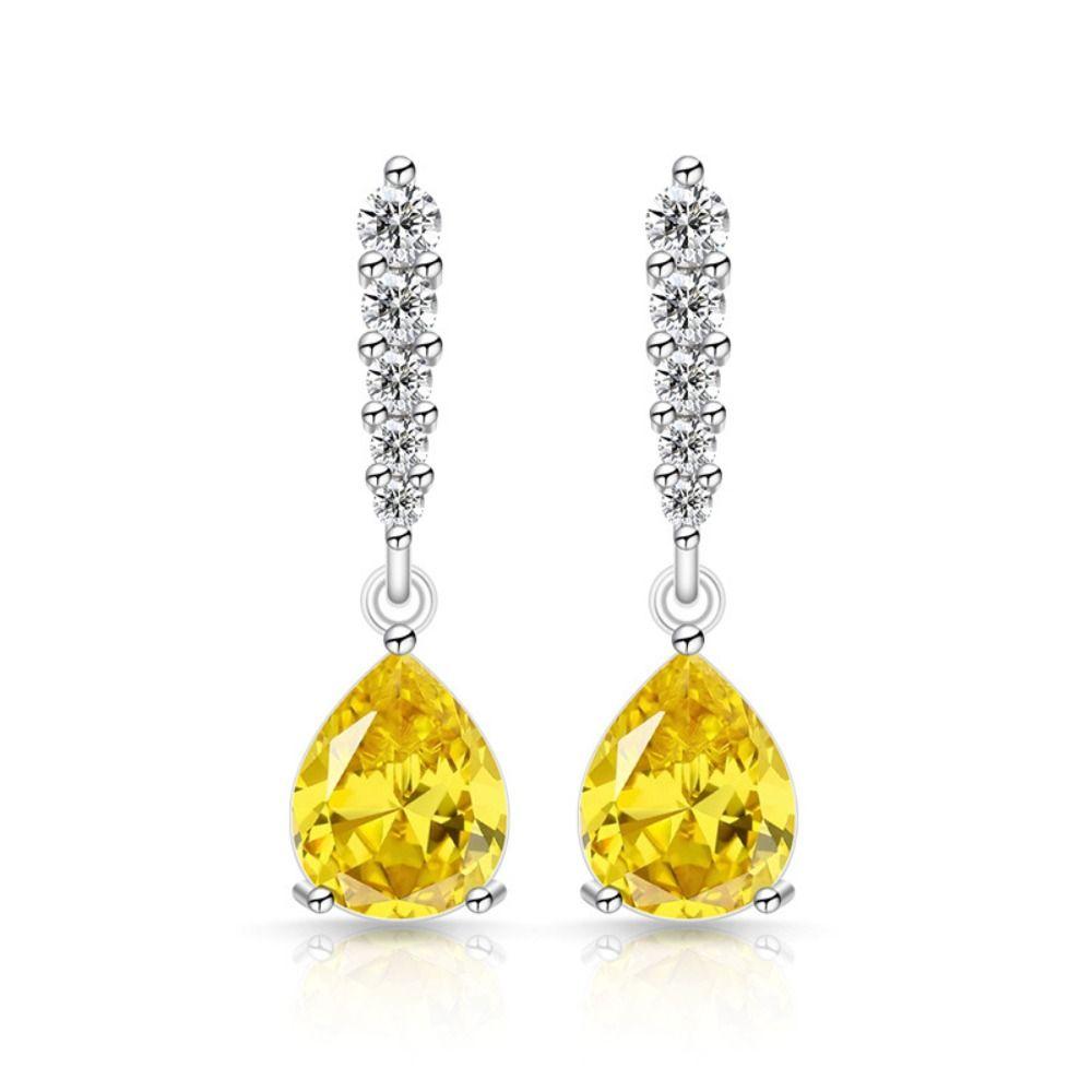 Copper Zircon Earrings Luxury Finish Fashion Jewelry Earrings Water Drop Earrings For Women Girls