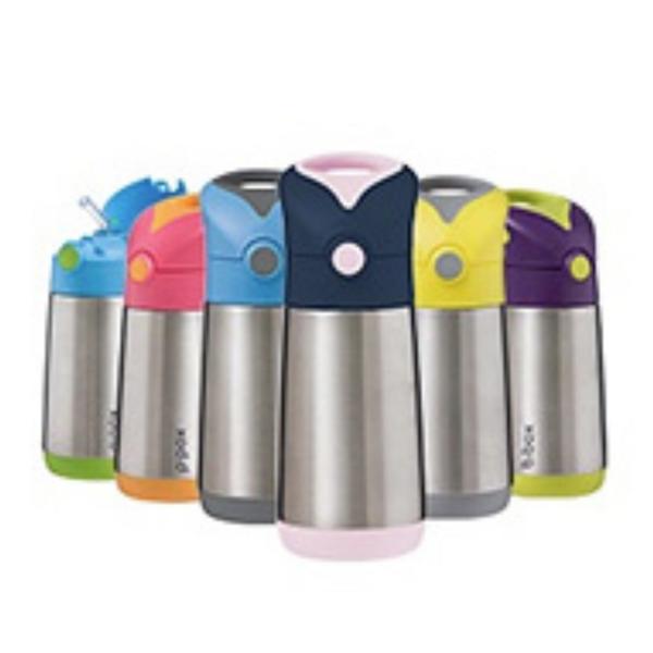 Bibox stainless steel straw cup 350ml, gray yellow, 1 piece