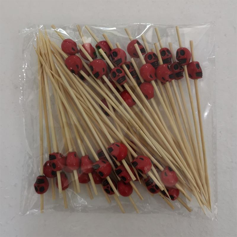 Christmas Decorations Xmas Tree Bamboo Pick Buffet Fruit Fork Party Dessert Stick Cocktail Skewer Disposable Toothpick 50Pcs