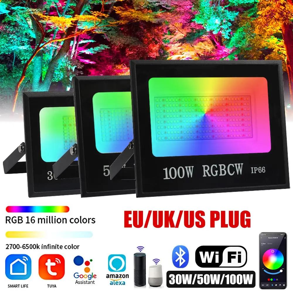 Graffiti Smart WIFI+ Bluetooth RGBCW New APP Floodlight Reflector Colorful Courtyard Atmosphere LED Floodlight Tuya WIFI Control