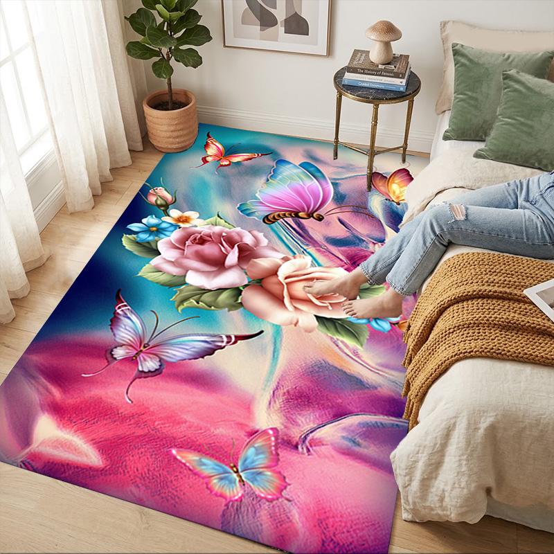 Butterfly Garden Living Room Nonslip Area Rug Soft Carpet For Bedroom Game Playroom Sofa Office Home Decor Doormat Christmas Gift C9302359