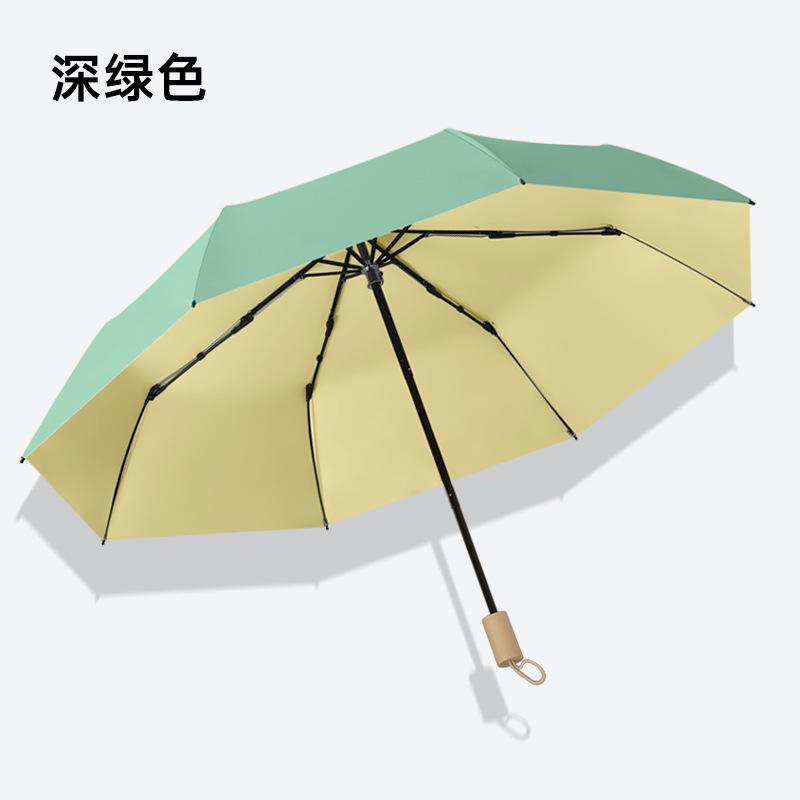 New three-fold 16-bone hand open color glue umbrella solid wood handle parasol sun umbrella