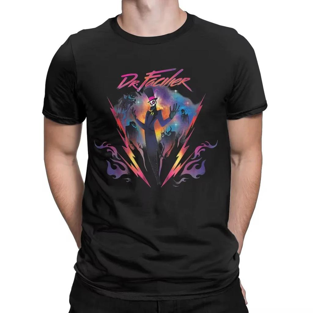 Skurkar Herr T-shirt Dr. Facilier 90-tals Rockband Neon Fritid T-shirt Kortärmad Rundhalsad T-shirt Bomull Sommar Toppar