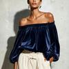 Women's Off-Shoulder Sleeve Blouse Color Casual Top for Daily Wear