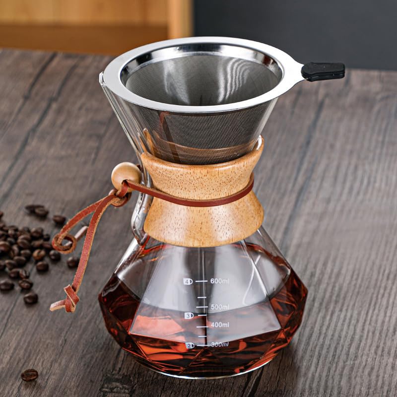 Gugrida Coffee Server, Drip Coffee Server, Hand Drip Coffee Server, Heat and Cold Resistant, High Boron Silica Glass Material (600ml)