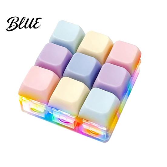 Fingertip Fidget Keyboard Toy Silent Stress Relief Keychain with LED Work Break Light Decompression Button Finger Clicker Sensory for Adults