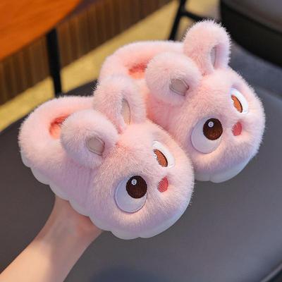 2025 Kids' Winter Cotton Slippers: Non-slip, Warm, Fluffy, Heel-Enclosed for Boys & Girls