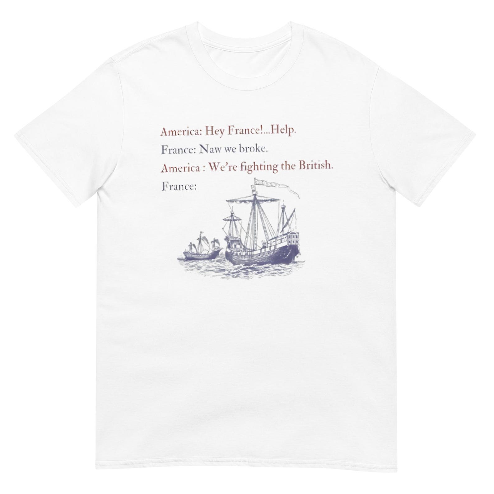 Funny History Teacher Shirt, America France British Quote Tee S