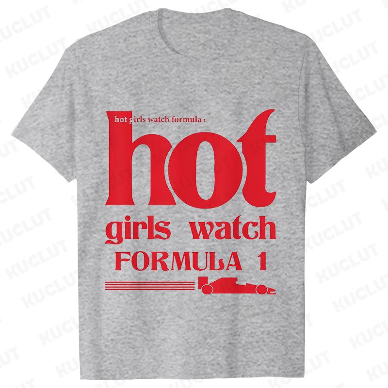 Hot Girls Watch Formula Racing Car Pattern T-shirts Women Clothing Fashion Casual Graphic Tops Trend Harajuku Short Sleeve Tees