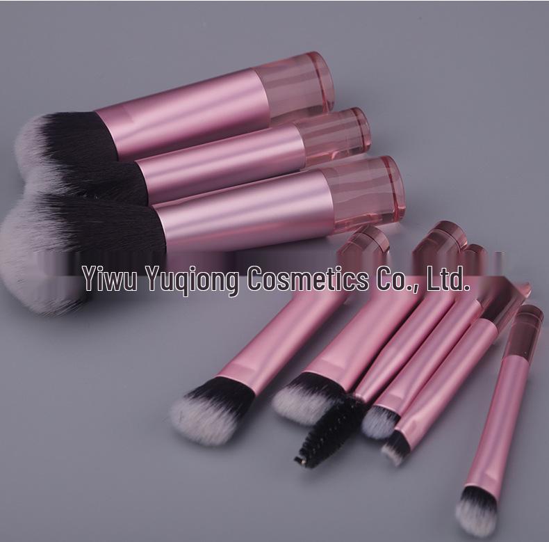 10-Piece Mini Makeup Brush Set with Soft Blush Brush, Powder Puff, Sponge, and Bag