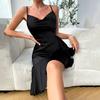 Summer Sexy Halter Evening Gown Back Crisscross Slim Fit Ruffle Hem Nightgown Loungewear 699 Versatile Elegant Sleepwear Suitable for Light Outings