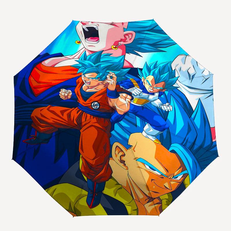 1pc Dragon Ball Z Goku Vegeta Automatic Folding Outdoor Umbrella - Portable 3-Fold Design with 8-Rib Iron Frame - Outdoor for Fans, Travelers, Da