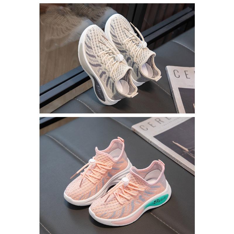 Children's New Spring and Autumn Girls Net Surface Breathable Flying Woven Shoes Boys Non-slip Soft Sole Sports Shoes Tide