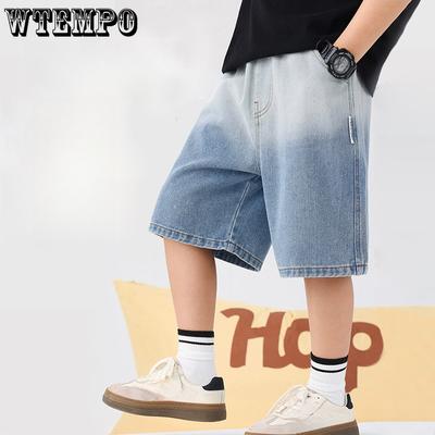 Boys' Denim Shorts Summer Children's Loose Gradient Five Quarter Pants Stylish Casual Mid Length Pants Summer Clothes