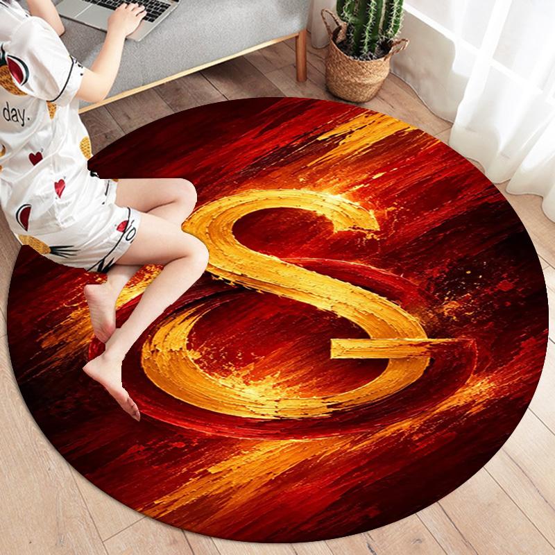 Galatasaray S Round Area Rug,Carpet Rug for Living Room Bedroom Sofa Playroom Decor,Non-slip Floor Mat