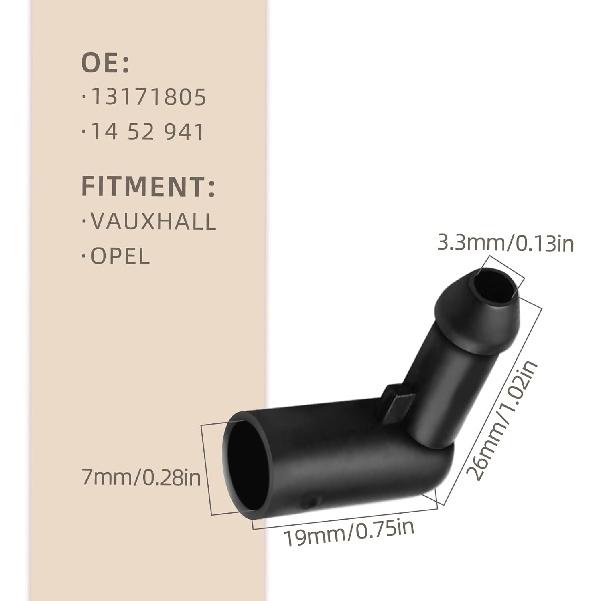 2PC Windshield Washer Hose Connector, Car Windscreen Wiper Water Hose Connector, 90 Degree Bend, Right Angle Pipe Connector, for VAUXHALL/OPEL