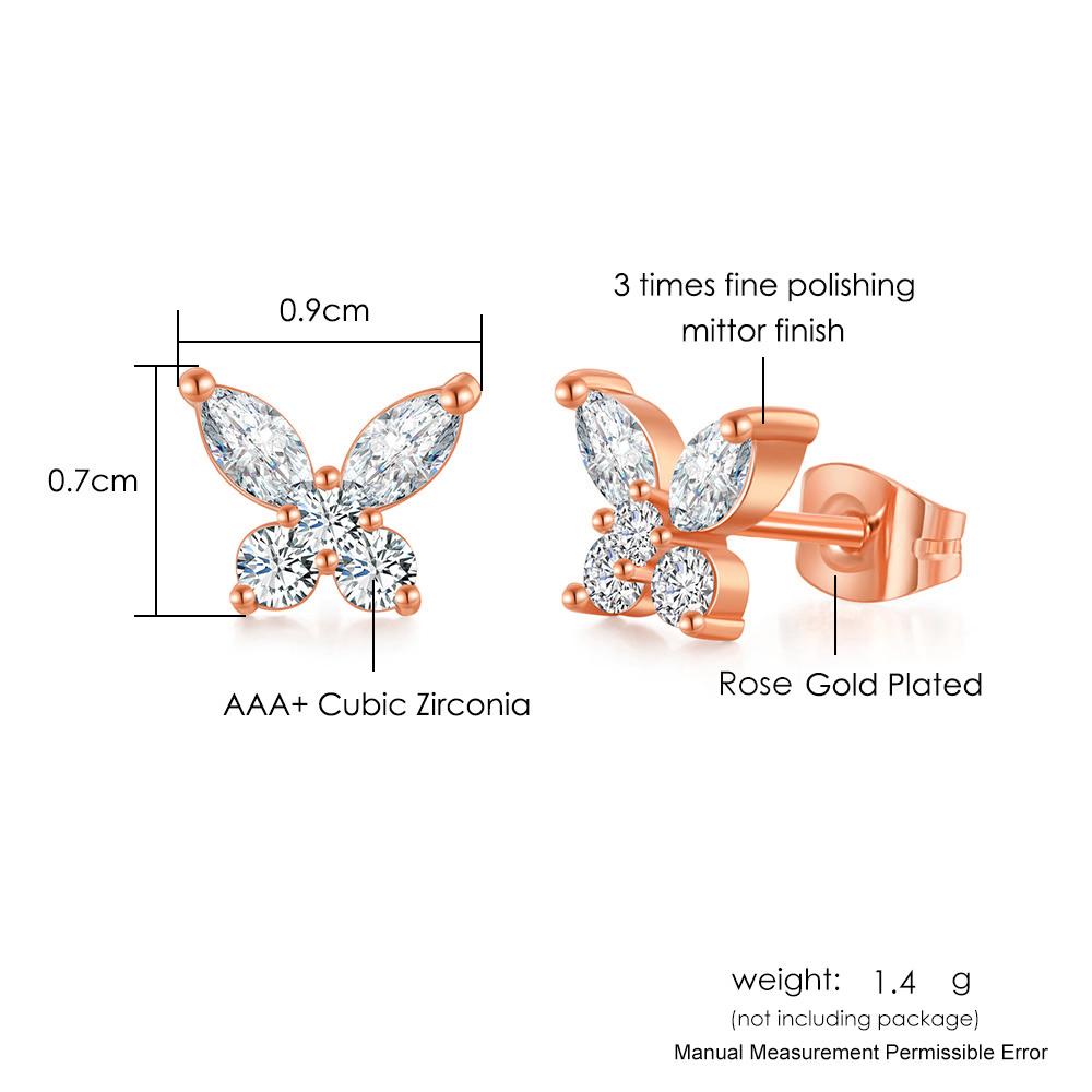 

Gold Color Butterfly Stud Earrings For Women Korean Dainty Cubic Zirconia Piercing Lobe Ear Accessories Girls Jewelry Gifts E404