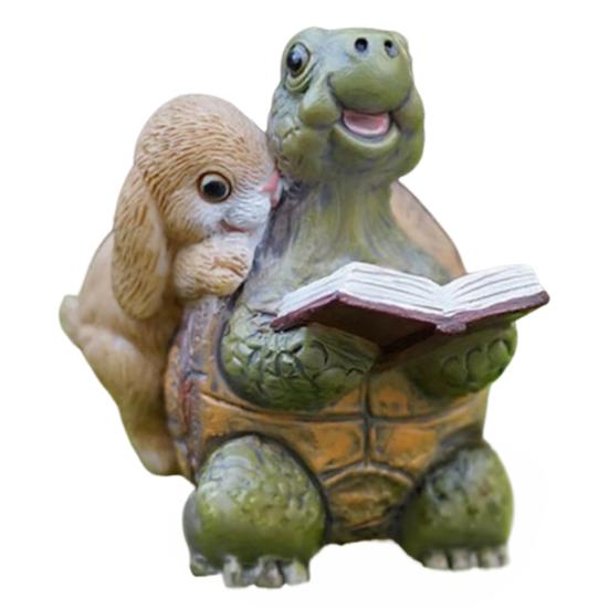 Resin Animal Garden Statue Cartoon Bunny Turtle Hedgehog Figurine for Fairy Garden Yard Lawn Indoor Outdoor Decor