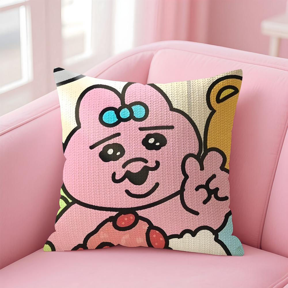 OOpanchu UsagiI Cartoon Cushion Cover Natural Linen Pillow Case DoubleSided Print Decorative Sofa Pillowcase Home Decor Gift