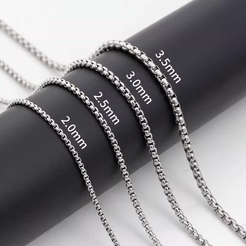 Unisex Titanium Stainless Steel Necklace with Round and Square Beads, Fade-Resistant, All-Match, Korean Version