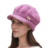 Women's Fashionable Knitted Pumpkin Beret for Autumn/Winter - Thick, Velvet-Lined, Short Brim Style