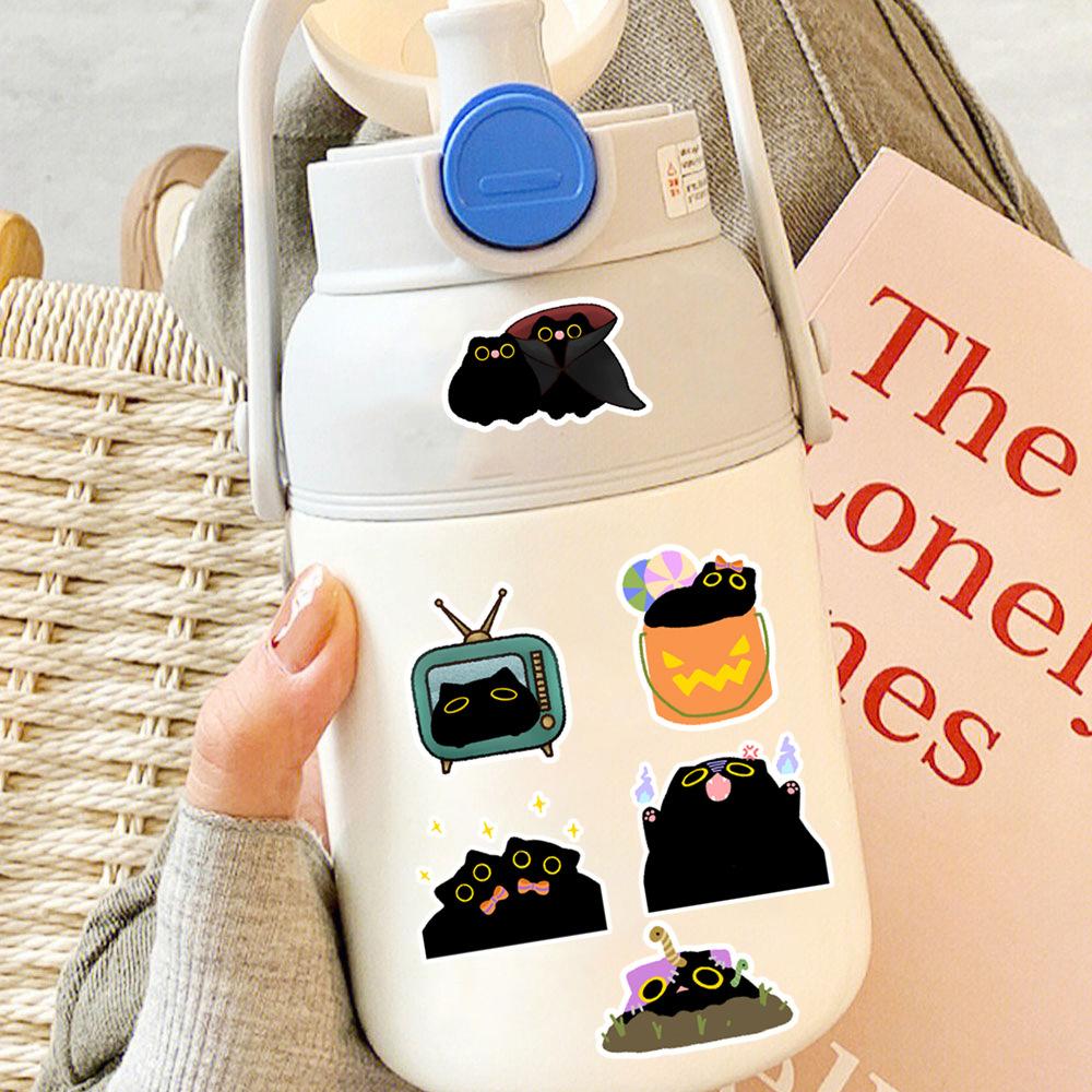 10/30/50pcs Cute Creative Black Cat Stickers Cartoon Graffiti Decal DIY Notebook Guitar Phone Car Waterproof Sticker Fun for Toy