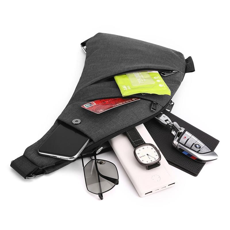 Men's breast bag, gun bag, messenger bag, multi-functional leisure bag, shoulder bag, anti-lost and anti-theft bag.
