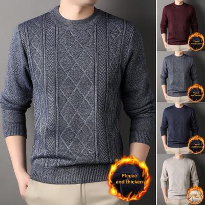 Herfst Winter Trui Ronde Hals Lange Mouwen Effen Kleur Dik Rekbaar Los Gebreid