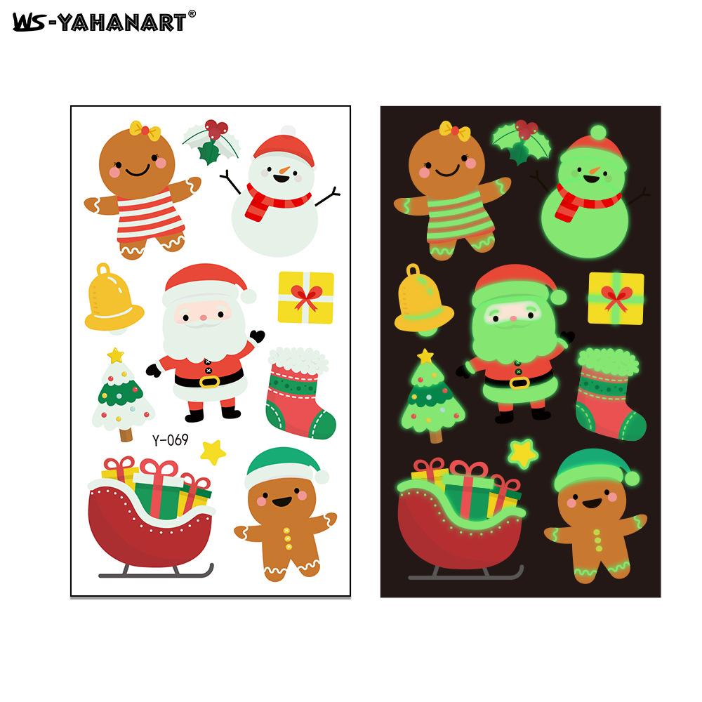 Creative Luminous Christmas & New Year Tattoo Stickers for Kids - Snowflake & Santa Designs
