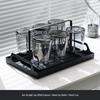 smoke grey straight cup 250ml, 6-piece set with black holder & tray