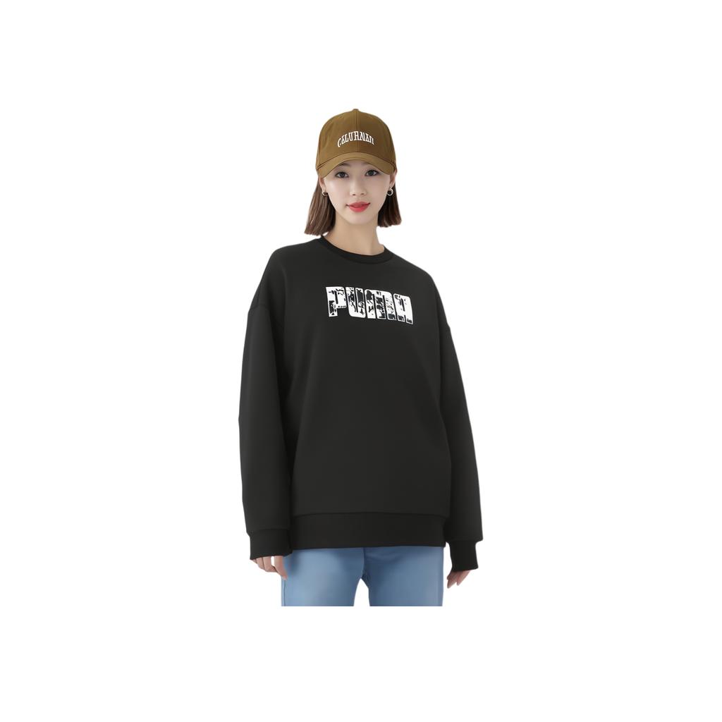 Puma Crew Neck Logo Print Sweatshirt Women Sweatshirt Black 628883-01