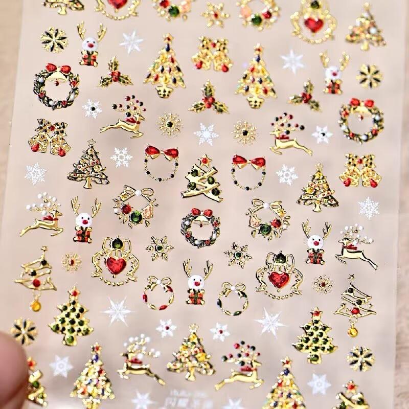 

Милый Рождественский Стиль Разноцветные Огни Горошек Рождественская Елка Наклейки для Нейл-арта Бант Принт для Нейл-арта Тисненые Наклейки Декор для Ногтей A3