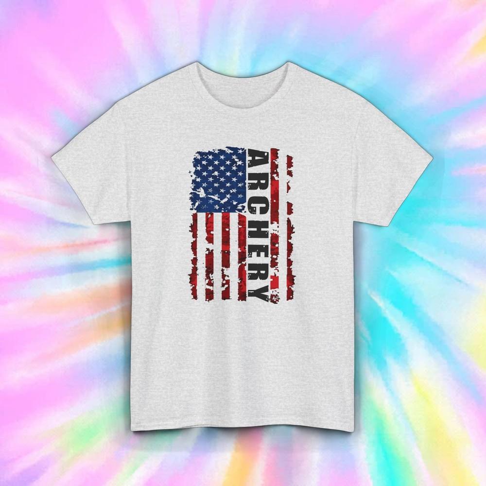 

Archery Flag T-Shirt | Patriotic Bowhunting Graphic | Archer Gift Tee S-5XL M