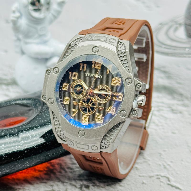 

JYL Men s Watch Outdoor Hollow Casual Silicone Strap Brown коралові темного кольору