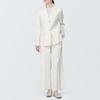 MUJI Women's Hemp Blend Stretch Straight Pants, Off-White, Size XL, BE1QVA4S