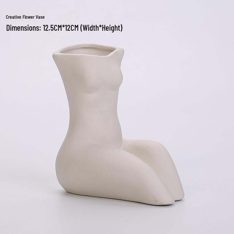 

Human Form Art Vase - Nordic Home Ceramic Sculpture, White Flower Container