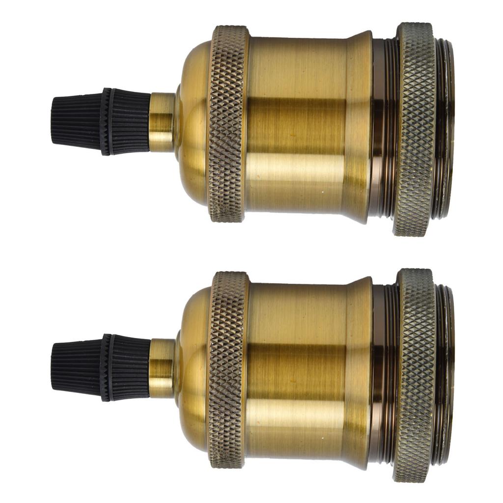 2PCS Vintage Lamp Socket Retro Aluminum Lamp Holder DIY Accessories for E26 27 Vintage BulbsYellow Bronze