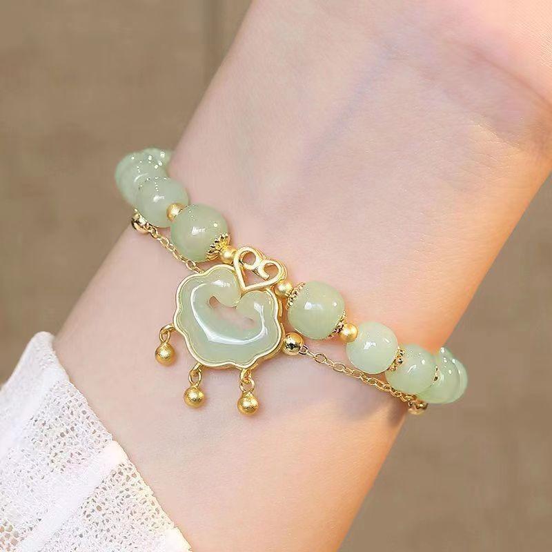 Qixi Festival Valentine's Day High-end Bracelet Women's Gold Branches and Jade Leaves Niche Bracelet Jewelry Yiwu Small Commodities