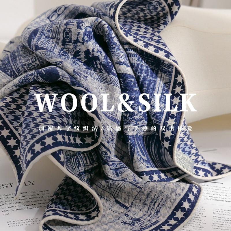 New 70 wool 30 Silk Scarf for Women Shawls Wraps Foulard Scarves Pashmina Female Hijab Bandana bufanda Poncho Square
