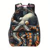 Vibrant Octopus Print Backpack with Adjustable Straps, Lightweight, Multiple Compartments, Zipper Closure - Ideal for School, Tr