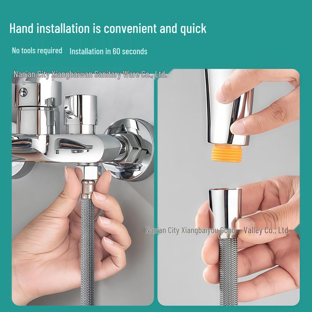 Nylon Woven Shower Hose & Head Holder, 4-Point Universal, Explosion-Proof Hot/Cold Bath Pipe