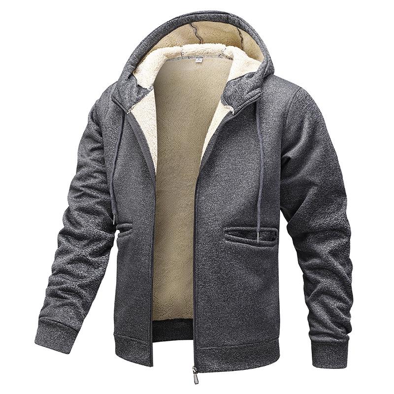 

Hooded Lambswool Autumn/Winter Cardigan Coat 2XL темно-сірий
