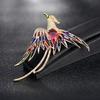 Colorful Rhinestone Phoenix Brooch Handmade Enamel Lapel Pin Chinese Style Bird Animal Shape Badge Costume Hat Bag Decoration Accessories