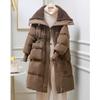 Cotton Jacket for Women in Winter, Mid Length Fashionable Design, Cotton Jacket Over Knee Length, Large Lapel Cotton Jacket