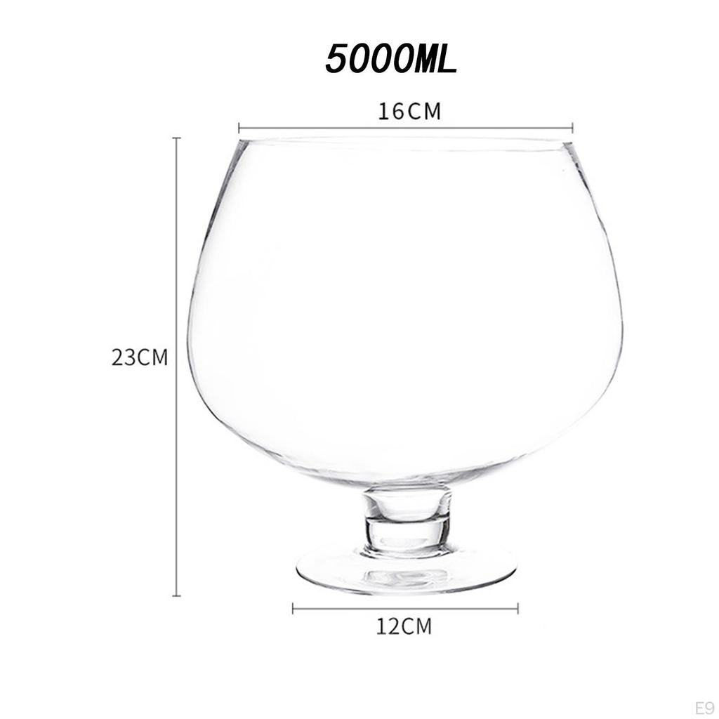 Big Clearer Glass Extra Large Goblet Hand Blown Smooth Rim Giant Clear Glass, for