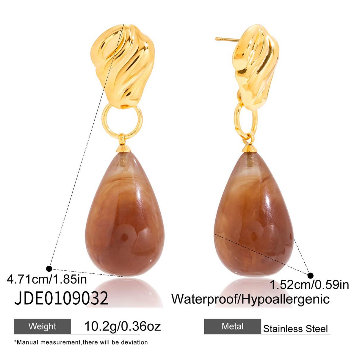 Youthway Water Drop Shape Resin Earrings For Women Minimalist  Gold Plated Stainless Steel Earrings Simple Fashion Jewelry