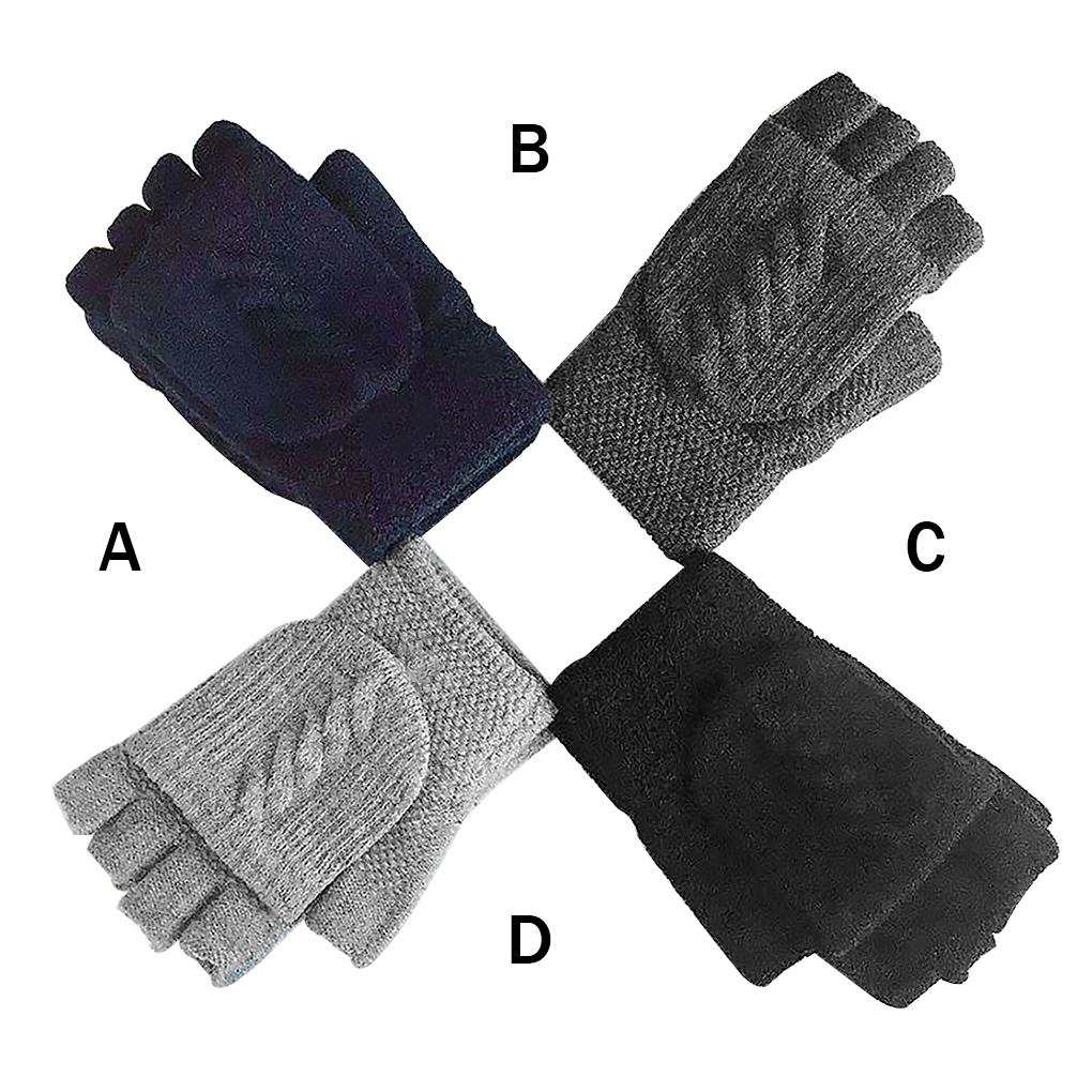 1 Pair Knitted Top Cycling Gloves Adjustable Half Finger Full Finger Winter Outdoor Hiking Warm Cotton Mittens
