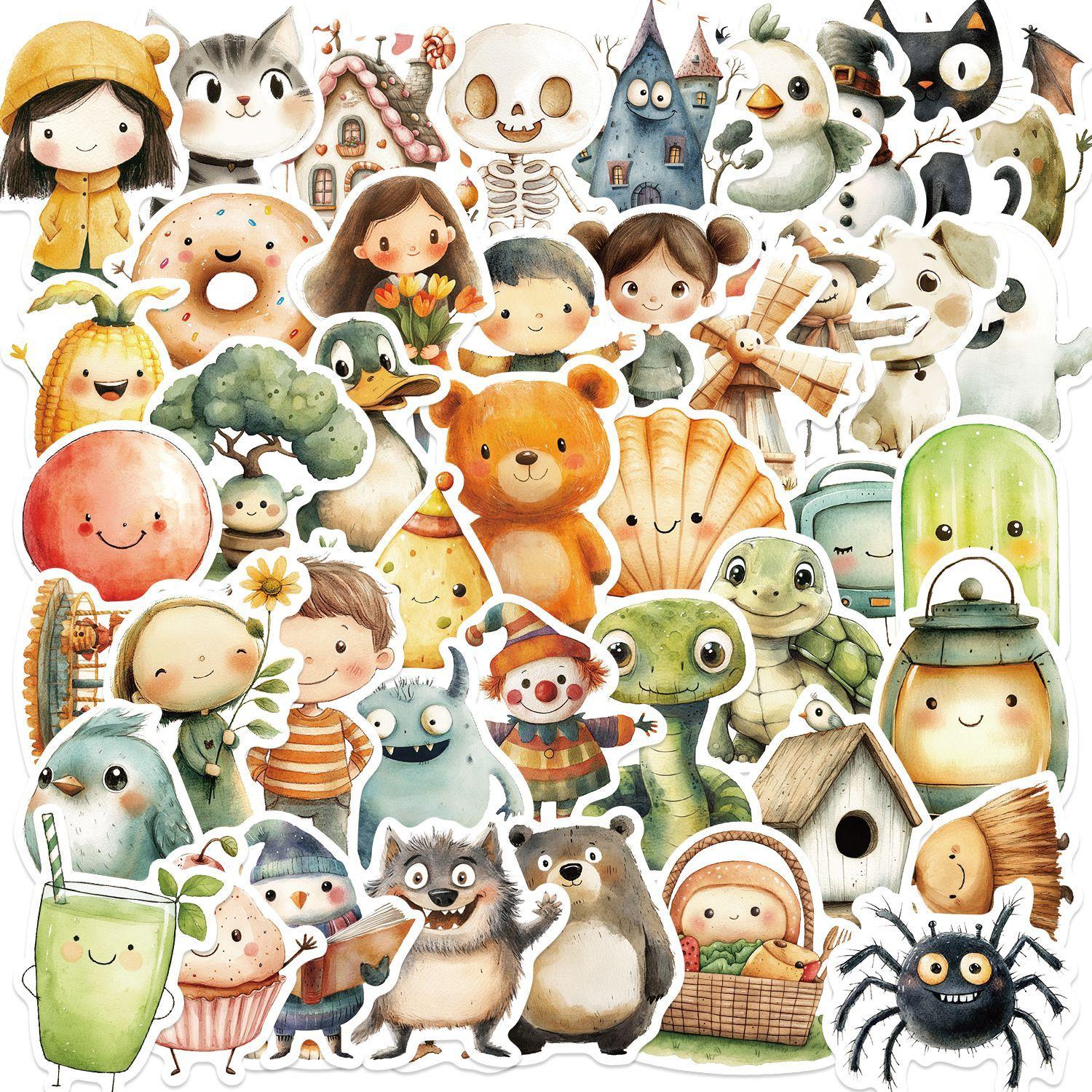 

50pcs Minimalist Animals Cartoon Graffiti Stickers Phone Guitar Laptop Notebook Suitcase Water Cups Waterproof Sticker Kids Toy